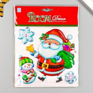 Декоративная наклейка Room Decor "Санта со сниговиком" 18х18 см