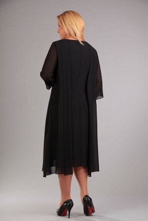 Нарядное платье для статной дамы 52-54-56-58 чёрный, синий цвет