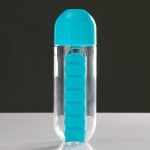Бутылка для воды 700 мл, с таблетницей, микс