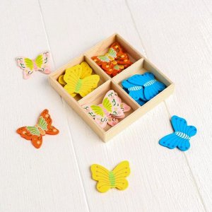 Наклейки декоративные «Бабочки: 3 × 4 см» 20 шт., в деревянной коробочке