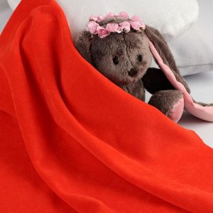 Ткань для рукоделия, велюр на трикотажной основе, красная, лоскут 45x50 см
