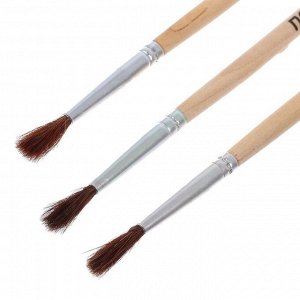 Набор кистей «Пони», круглые, 3 штуки: № 1, 2, 3, с деревянными ручками, на блистере