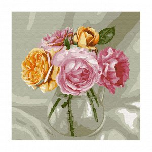 Molly. Картина по номерам KH0724 "Букет из роз" Бузин. (30Х30) 20 цветов /20
