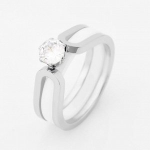 Кольцо керамика "Карат", цвет белый в серебре, 18 размер