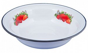 Миска 4,0л эмалированная, серо-голубая с рисунком. Россия