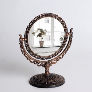 Зеркало настольное «Ажур», двустороннее, с увеличением, d зеркальной поверхности 9,7 см, цвет медный
