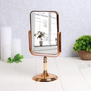 Зеркало настольное, двустороннее, зеркальная поверхность 12,3 - 17 см, цвет золотой