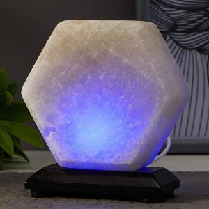 Соляной светильник  "Гайка" LED (диод цветной) USB белая соль 10х7х10 см