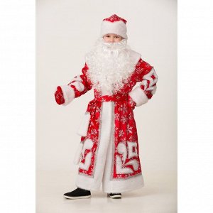 Карнавальный костюм «Дед Мороз», пальто с узором, шапка, рукавицы, р. 32, рост 128 см