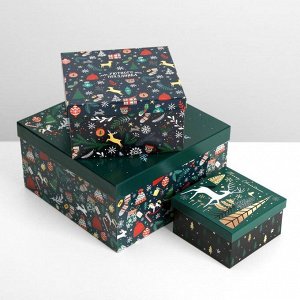 Набор новогодних подарочных коробок 10 в 1 «Новогодний», 10 х 10 х 6 ? 28 х 28 х 15 см, Новый год