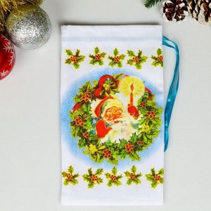 Мешок новогодний "Дубовый лист",  с лентой, габардин, 16х30 см