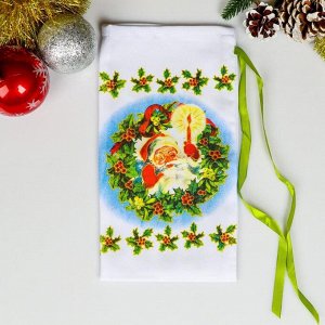 Мешок новогодний "Дубовый лист",  с лентой, габардин, 16х30 см