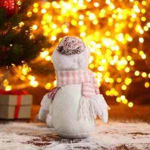 Мягкая игрушка "Снеговик в розовых пайетках-длинные ножки" 11х37 см