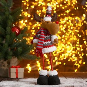 Игрушка мягкая «Олень в полосатом шарфике-длинные ножки» стоит, 11x36 см