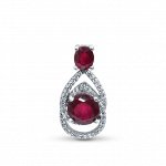 Серебряная подвеска с рубиновым корундом и кубическим цирконием