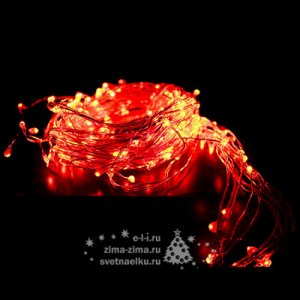 Гирлянда Хвост Роса 15*1.5 м, 200 красных MINILED ламп, серебряная проволока, IP20 (BEAUTY LED)