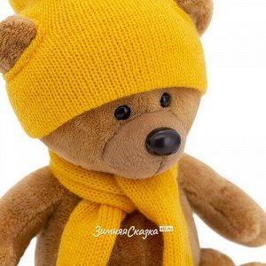 Мягкая игрушка Медведь Топтыжкин коричневый 17 см в жёлтом шарфе и шапочке, Orange Exclusive (Orange Toys)