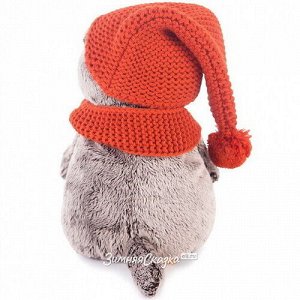Мягкая игрушка Кот Басик в вязаной шапке и шарфе 19 см (Budi Basa)