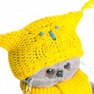 Мягкая игрушка Кот Басик Baby в шапке-сова и шарфе 20 см (Budi Basa)
