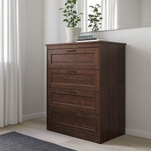 IKEA СОНГЕСАНД Комод с 4 ящиками, коричневый 82x104 см