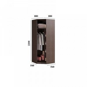 Шкаф угловой с зеркалом Светлана 2200x880x880 Венге/Дуб молочный