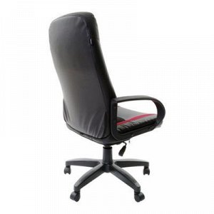 Кресло офисное BRABIX Strike EX-525, экокожа чёрная, ткань чёрная/бордовая