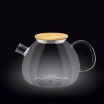 WILMAX Thermo Glass Заварочный чайник с деревянной крышкой пузатый  1200мл WL-888824/A