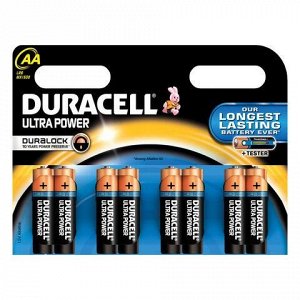 Батарейки DURACELL Ultra Power, AA (LR06, 15А), алкалиновые, КОМПЛЕКТ 8 шт., в блистере