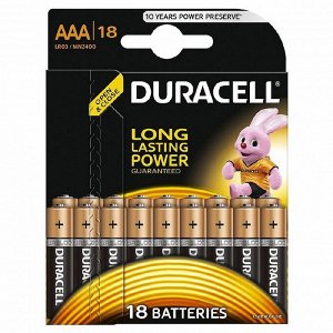 Батарейки DURACELL ААA/LR03-18BL BASIC бл/18 штр.  5000394060296, 5000394107557