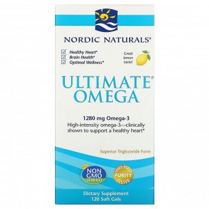 Nordic Naturals, Ultimate Omega, со вкусом лимона, 1280 мг, 120 капсул