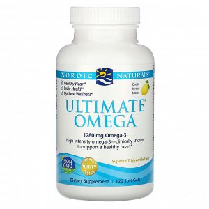 Nordic Naturals, Ultimate Omega, со вкусом лимона, 1280 мг, 120 капсул