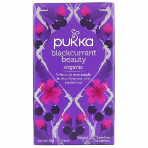 Pukka Herbs, Blackcurrant Beauty, органический чай с черной смородиной, без кофеина, 20 пакетиков с фруктовым чаем, 38 г (1,34 унции)