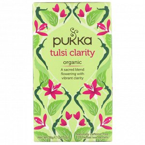 Pukka Herbs, Органический тулси ясность, без кофеина, 20 пакетиков травяного чая, 1,27 унции (36 г)