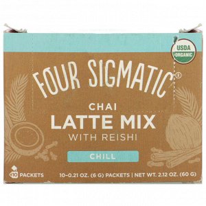 Four Sigmatic, Chai Latte Mix with Reishi, 10 Packets, 0.21 oz (6 g) Each