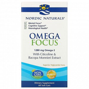 Nordic Naturals, Omega Focus, 1280 мг, 60 мягких желатиновых капсул
