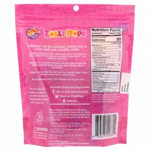 Zollipops, Леденцы на палочке The Clean Teeth Pops, с клубничным вкусом, 15 шт., (3,1 унц.)