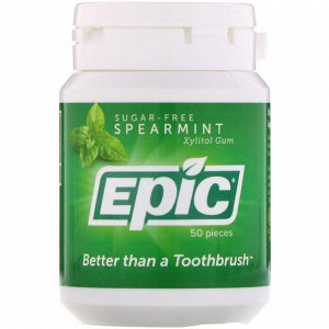 Epic Dental, Жевательная резинка с ксилитом, без сахара, мята, 50 шт.