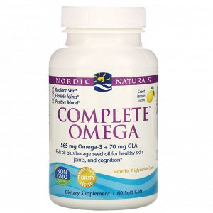 Nordic Naturals, Complete Omega, со вкусом лимона, 1000 мг, 60 гелевых капсул