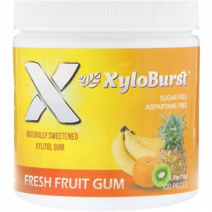 Xyloburst, Ксилит Жевательная резинка, Свежие Фрукты , 5,29 унции (150 г), 100 Штук