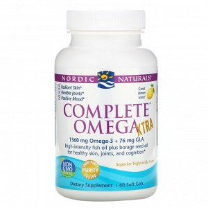 Nordic Naturals, Complete Omega Xtra со вкусом лимона, 1000 мг, 60 мягких желатиновых капсул