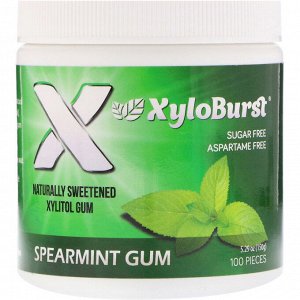 Xyloburst, Жевательная резинка с ксилитолом, мятный вкус, 5,29 унции (150 г), 100 штук.