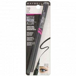 Maybelline, Стойкая жидкая подводка для глаз Eye Studio, Master Precise, All Day Liquid Eyeliner, оттенок 110 черный, 1 мл