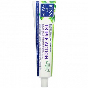 Kiss My Face, Triple Action Toothpaste with Tea Tree Oil, Iceland Moss &amp; Xylitol, Fluoride Free, Fresh Mint, 4.1 oz (116.2 g)