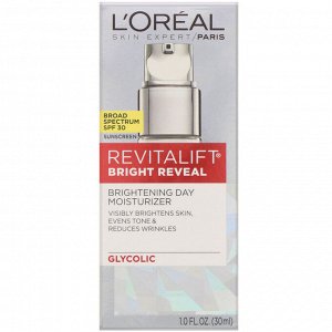 L'Oreal, Revitalift Bright Reveal, Brightening Day Moisturizer, SPF 30, 1 fl oz (30 ml)