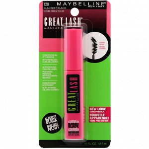 Maybelline, Тушь для ресниц с изогнутой щеточкой Great Lash, оттенок 120 угольно-черный, 12,7 мл