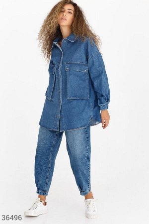Gepur Удлиненная джинсовая куртка-рубашка