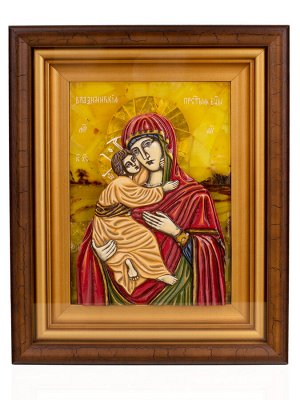 Икона Владимирской Божией Матери из натурального янтаря