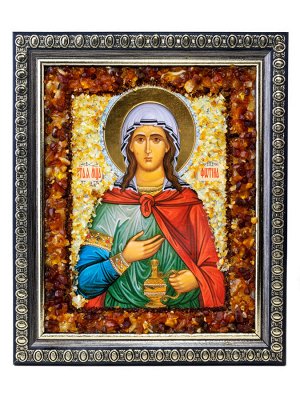 Именная икона, украшенная натуральным янтарём Святая мученица Фотина, 006907009
