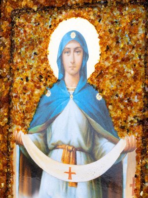 «Покров Пресвятой Богородицы» икона, украшенная янтарём, 006907008