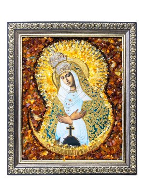 Остробрамская икона Божией Матери, украшенная натуральным янтарём, 006907010